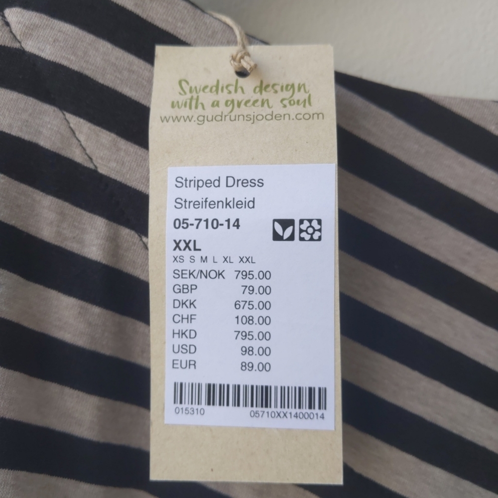 Gudrun Sjoden Black and Cream Striped Midi Dress - Picture 7 of 8
